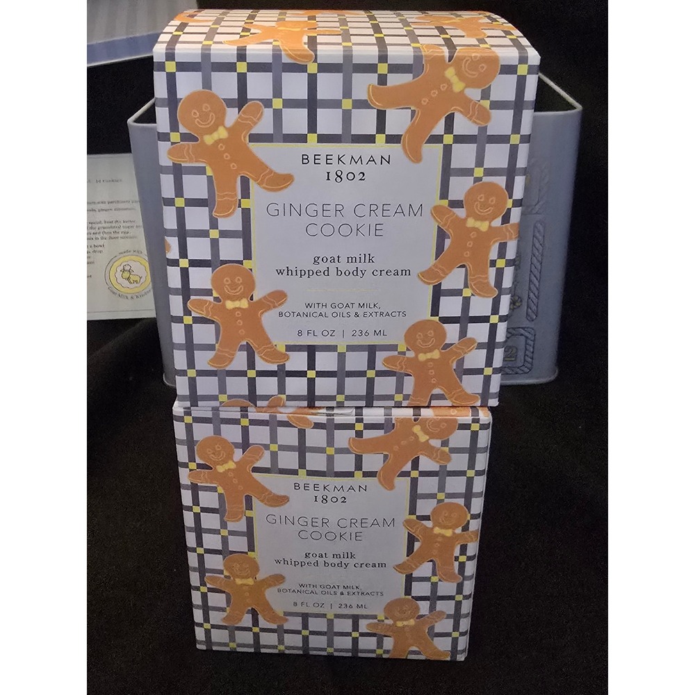 Beekman 1802 Ginger Cream Cookie Whipped Body Cream Set 2 Jars 8oz with Tin - Picture 5 of 9